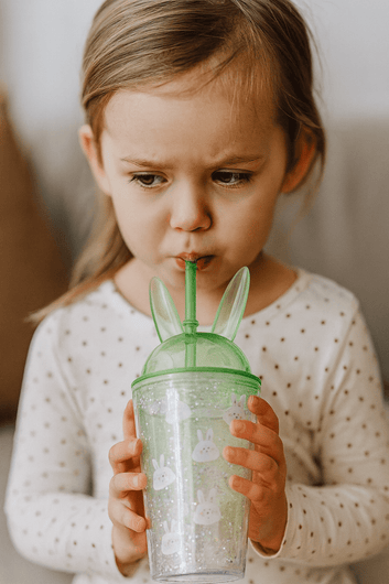 Glitter Bunny Cup with Straw