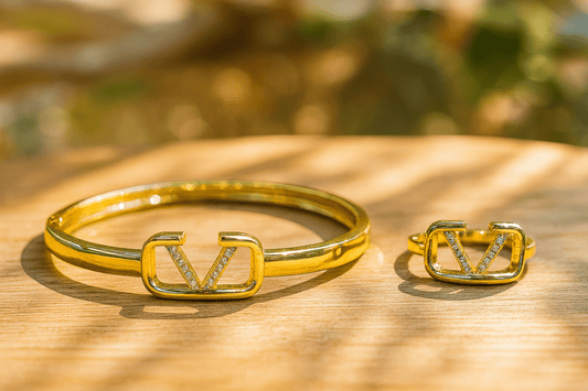 Gold-Plated Bracelet & Ring Set