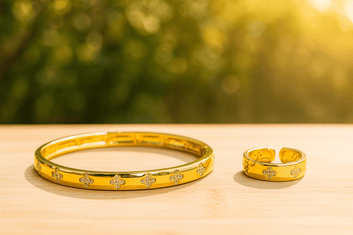 Gold-Plated Bracelet & Ring Set