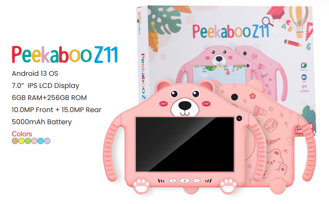 PeekabooZ11 Android 13 OS 7.0” IPS LCD Display 6GB RAM+256GB ROM 10.0MP Front + 15.0MP Rear 5000mAh Battery