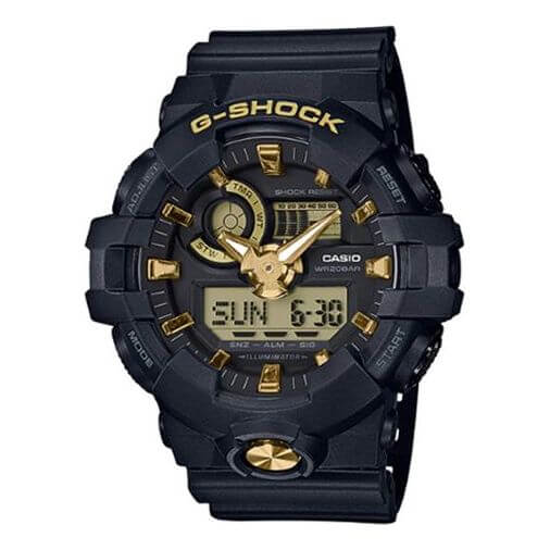 Casio G-Shock GA-710B-1A9DR Analog/Digital Watch – Metallic Gold Accents, Shock Resistant, 3D Dial Design | LetsTango UAE