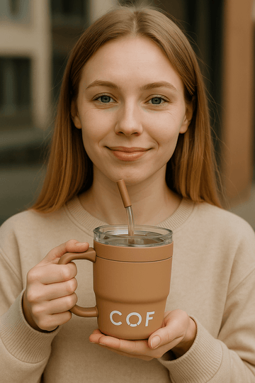 Matte Coffee Mug with Straw