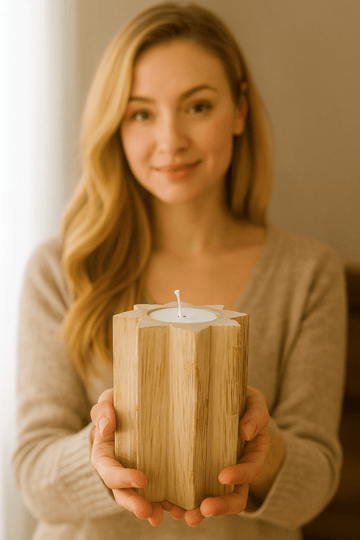 Rustic Wooden Tealight Candle Holder